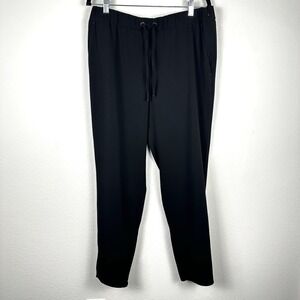 Akris Punto Women Pants Size 10 Slacks Trousers Black Drawstrings Side Zip Work